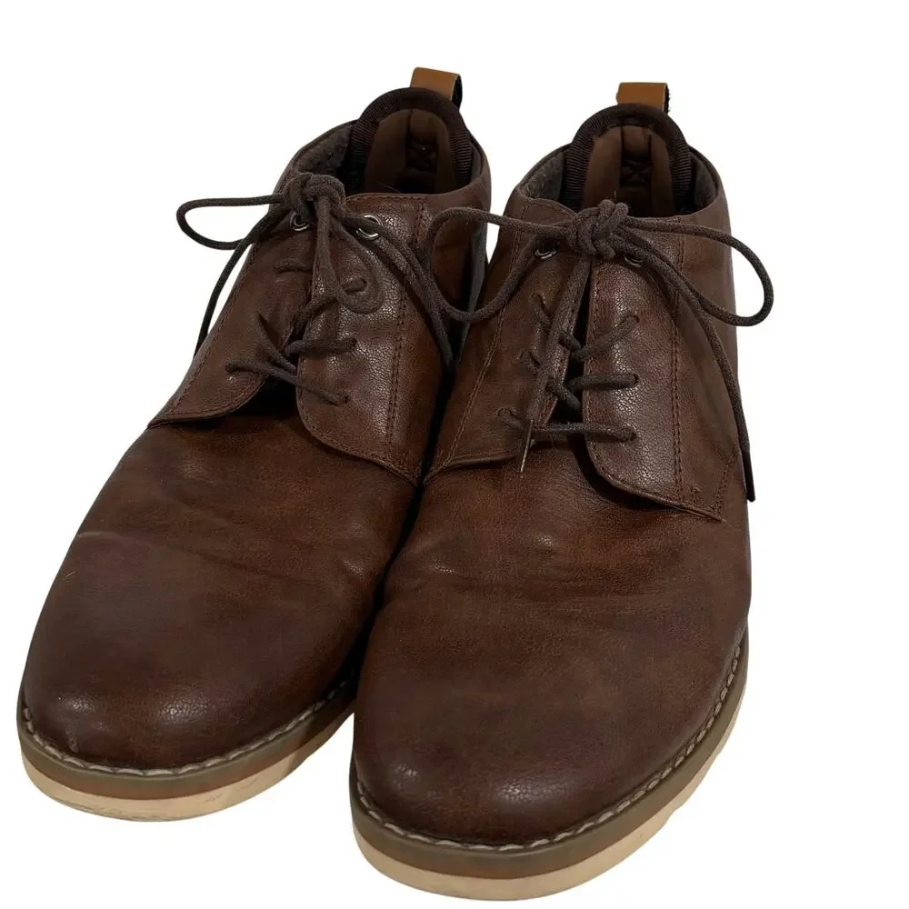 Steve Madden Leather Chukka Boots Men's US 9 Brown Lace Up Casual Ankle Shoes